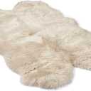 Real Sheepskin Rug 4x6 ft | Sheepskin Rugs for Living Room and Sofa | Bedside Rugs for Bedrooms | Large Fluffy Rug is Breathable & Heat-regulating in Color Beige (3'7" x 5'7" (Rectangular))