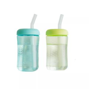 The First Years Squeeze & Sip Toddler Straw Cups - Squeezable Transition Sippy Cup with Silicone Straw - Toddler Feeding Supplies - 7 Oz - 2 Count - Ages 6 Months and Up