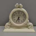 NIKKY HOME Vintage Mantel Table Clock with 2 Birds, Silent NonTicking Battery Operated Desk Shelf Rustic Wooden Clock for Living Room Decor  Distressed White