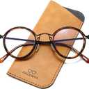 JOLLYNOVA Retro Round Blue Light Blocking Reading Glasses for Women Men,Metal Anti UV Readers (Leopard & Single Vision, 2.5, x)