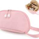 DOB SECHS Cosmetic Bag Large Capacity Make up Pouch Waterproof Makeup Bag Handbag Travel Toiletry Bag Organizer Purse Open Flat Toiletry Bag, Pink