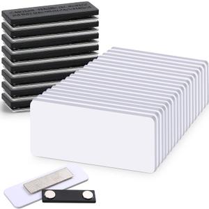 Chinco 30 Packs Blank Name Tags Magnetic Name Tag with Magnetic Backing Locker White Round Corners, 1.5 x 3 Inches Badges for Nurse Personalized Jacket Shirts Office School(Black)