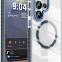 DEERLAMN Strong Magnetic Case for Samsung Galaxy S26 Ultra 6.9-Inch,[Compatible with Magsafe][Military Grade Drop Protection] Clear Slim Shockproof Protective Phone Cover, Transparent+Blue