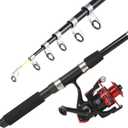 Tripquips Fishing Rod, 6.9ft 2Pcs Telescopic Fishing Rods Set, Carbon Fiber Fishing Pole, 2PCS Spinning Rod and Reel Combo with Carrier Bag Freshwater Fishing Rod and Reel Combos Kits Fishing Gear-Red