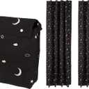 Amazon Basics Portable Blackout Curtain Shade with Suction Cups for Window, Noise Reducing, Energy Saving, 50"W x 78"L, Moon and Stars, 2-Pack