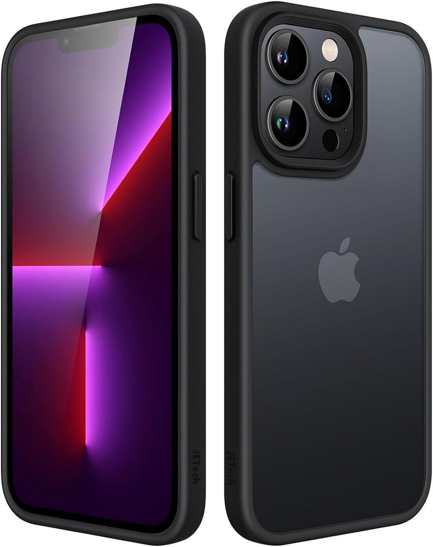 JETech Matte Case for iPhone 13 Pro 6.1-Inch, Shockproof Military Grade Drop Protection, Frosted Translucent Back Phone Cover, Anti-Fingerprint (Black)
