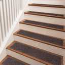 Stair Treads Non Slip for Wooden Steps Indoor, 15 Pack 9" X 28" Carpet Runners for Wood Stairs with Self-Adhesive Backing, Stickiness Stair Rugs for Kids Elders and Dogs, Diamond Brown