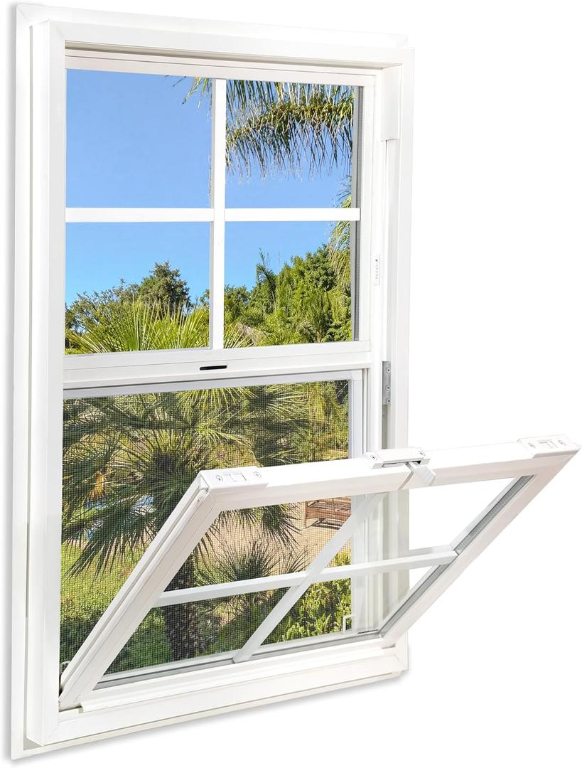 Vinyl Single Hung Window 24"x36", Double Pane Household Window
Insulated Soundproof Tempered Glass, Lower Tilt Sash Screen, Replacement Windows for House, Mobile Home & Shed, White
