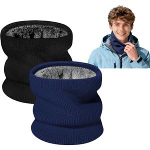 Winter Neck Warmer Gaiter: Windproof Thick Fleece Lined Warm Neck Scarf for Skiing Cycling Snowboarding for Men Women (Black)