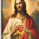 LWJARTFY Sacred Heart of Jesus Wall Art Christian Canvas Poster Print (Canvas, 24x36in)
