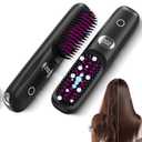 Go Brush Pro 2026 Negative Ionic Cordless Hair Straightener Brush Fast Heating Ceramic Brush for Women Portable Straightener Brush Smooth Frizz Free Hair Brush CP-S8