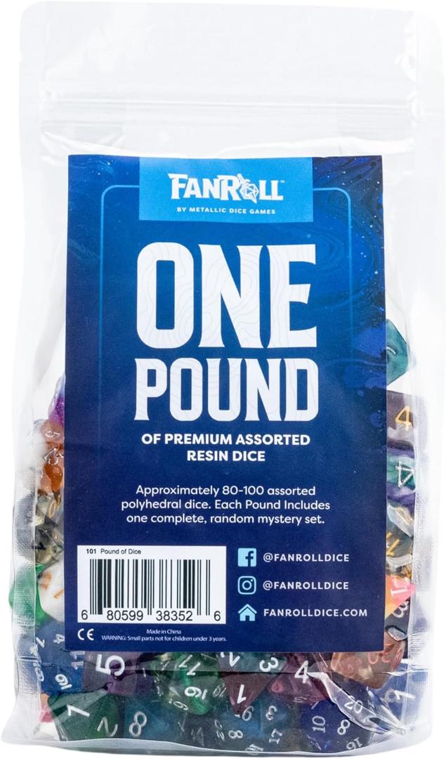 FanRoll ONE Pound of Premium Assorted Resin Dice