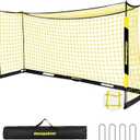 MangoStar Soccer Goal, 12X6 FT Soccer Goal for Backyard Portable Net Collapsible Metal Base, Quick Set Up Soccer Net for Indoor Outdoor Practice Training with Carry Bag