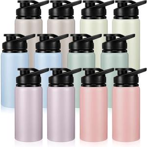 Domensi Aluminum Water Bottle Bulk Reusable Water Bottle, Lightweight Easy Carry Leakproof with Snap Lid Travel Bottles, for Gym Outdoor Sports Cycling Camping Fishing(17oz, 12 Pack) (Morandi Colors)