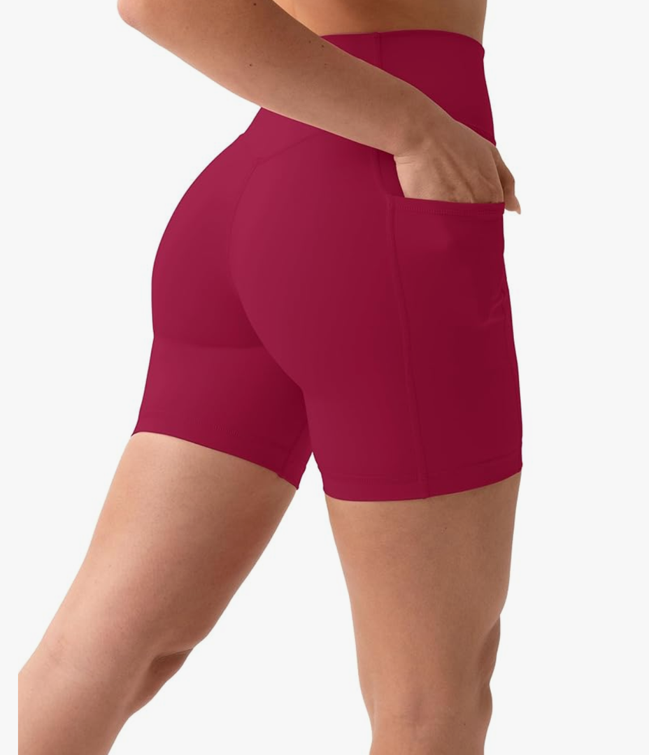 PAVOI ACTIVE Shorts with Pockets | Compressive High Waisted Butt Sculpting 4" & 6" Women's Biker Shorts | HiPerform, Size M