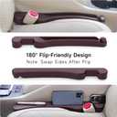 Car Seat Gap Filler Set of 2, 3IN1 Seat Side Gap Filler Plug with Storage Slot & Hook Function, Soft Foam Universal Fit Car SUV Truck Fill Gap Between Seats Console OrganizerNarrow Deep Brown