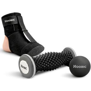 Plantar Fasciitis Night Splint, Foot Roller & Lacrosse Ball for Tension Relief, Foot Pain Relief Heel Spur, Arch Pain, Achilles Tendonitis, Comfortable and Gentle Foot Brace Men and Women (M)