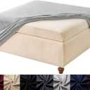 HFCNMY Stretch Square Ottoman Cover - Knitted Jacquard Ottoman Slipcover with Elastic Bottom - Light Gray X-Large