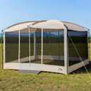 Screen House Tent 13x9 FT with Netting Mesh & 2 Magnetic Doors
Portable Sunshade Screen Room Canopy Shelter with Projection Screen for 12 People, Outdoor Gazebo for Backyard Camping Patio