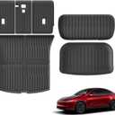 6PCS Frunk Mat & Trunk Lower & Backrest Mat for New 2025 Tesla Model Y Juniper 5-Seats All Weather TPE Cargo Mat Frunk Mat Trunk Lower Pad Accessories Interior Black