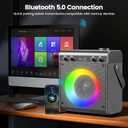 Karaoke Machine with 2 Wireless Microphones, Portable Bluetooth Speaker for Adults Kids with Bass Treble Echo PA System with Remote,LED Light, Supports TF Card,USB,AUX in,TWS,FM,REC for Party (Gray)