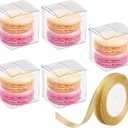 JOERSH 2x2x2 Inches Clear Boxes for Favors with Gift Ribbons, 60 PCS Mini Transparent Cube Wedding Baby Shower Birthday Party Favor Boxes, Small Gifts Display Individual Macaron Box