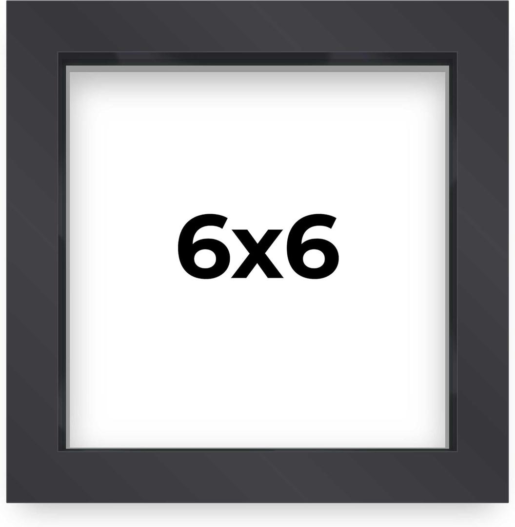 6x6 Shadow Box Frame Contemporary Black Finish | 3/4" Depth of Usable Space| Interior Size 6x6 Inches| UV Resistant Acrylic, Acid-Free Backing, Wall Hangers | Made in USA