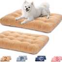 2 Pack Washable Dog Bed, Deluxe Plush Dog Crate Beds with Anti-Slip, Comfy Kennel Pad Pet Sleeping Mat for Large, Medium and Small Dogs (2 Pack x Brown, 23.0" L x 18.0" W x 3.0")