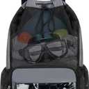 Drawstring Backpack Sandproof Beach Backpack with Shoe Compartment & Wet Pocket Waterproof Mesh Swim Bag Pool Bag for Gym, Travel and Workout Gear (Grey)