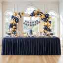 Navy Blue Satin Glitter Tablecloth for Rectangle Tables 8ft,Wrinkle Resistant Ruffles Shimmer Party Table Skirt,Washable 8FT Rectangle Table Cloth Skirt For Birthday,Baby Show,Party,Wedding,Banquet (96" x 23" (Rectangular))