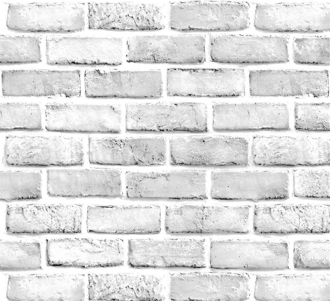 Yancorp 10ft White Gray Brick Wall Paper Peel and Stick Wallpaper Brick Vinyl Wrap,Self-Adhesive Paper Backsplash Kitchen Living Room (18" x 120")