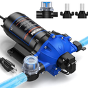 CrestWave Fresh Water Pump 7GPM 70PSI, 110V AC, Upgraded Five Chamber SelfPriming Diaphragm Water Pump with Pressure Switch and Strainer for RV, Home Water System, Irrigating & Industrial Settings