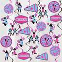 24 Pieces Cheerleading Hanging Swirls Hot Pink Blue - Cheerleading Themed Party Decorations for Girls Rose Red, Cheerleader Ceiling Streamers for Cheer Gymnastics Birthday Party Supplies