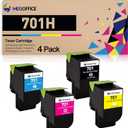 CS310 CS410 701H Toner Cartridge Replacement for Lexmark 70C1HK0 70C1HC0 70C1HM0 70C1HY0 701HY 701HC 701HM 701HK for Lexmark CS310 CS310dn CS410 CS410dn CS510 CS510de(4 Pack, BMCY)