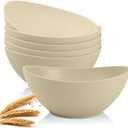 Homienly Salad Bowls Set of 6, 60 OZ Large Wheat Straw Bowls for Kitchen, Camping, Party, Unbreakable Lightweight Popcorn Bowl, Microwave and Dishwasher Safe Bowl Set with Unique Texture - Beige