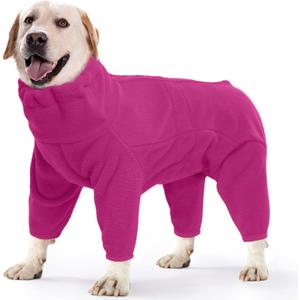ROZKITCH Pajamas for Large Dogs, Pet Windproof Warm Cold Weather Jacket Vest Cozy Jumpsuit Apparel Outfit Clothes for Dog Walking Hiking Sleep Pink L