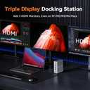 TobenONE DisplayLink Docking Station 3 Monitors, 14-in-1 Triple Monitor Dock for M1-M5 MacBook/Mac mini, Windows, Chrome (3HDMI, 120W Power Supply, 5 USB, Home Office & Professional Workspace)