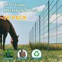 Metal Fence Posts Green 4 FT, 16 Packs No Dig T Posts, Heavy Duty U Posts for Fences Wire Mesh, Perfect for Temporary Fencing, Electric Fence Wire, Corner Anchor