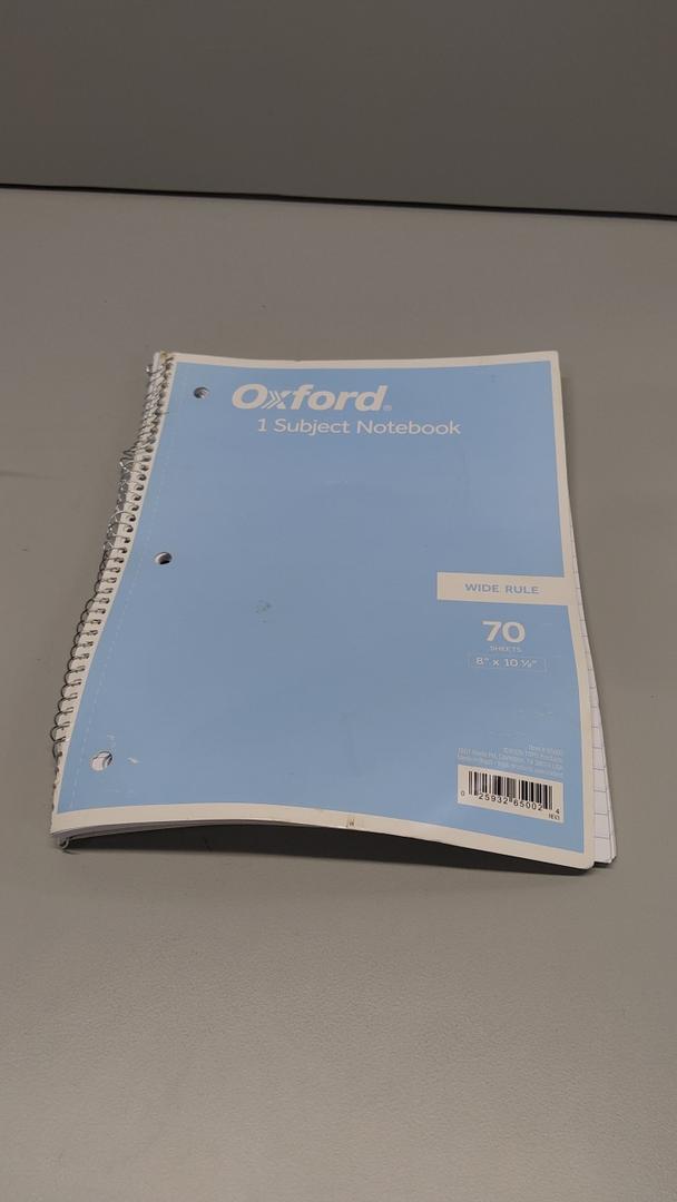 Oxford 1-Subject Notebook, 8 x 10-1/2, Wide Rule, 70 Sheets (65002)