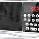Digital AM FM Radio with Bluetooth 5.3,Small Transistor Radio with Best Reception,2000mAh Rechargeable Battery Operated with 5W Speaker,TF Card USB MP3 Playback,3.5mm Earphone Jack,Flashlight (Black)