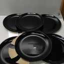 10.5 inch Ribbed Dinner Plate Set of 6, Round Opal Glass Black Dinnerware Plates, Dishwasher and Microwave Safe