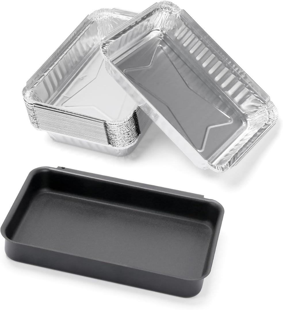 QuliMetal 93305 Catch Pan with 20 Pack 6415 Drip Pans for Weber Genesis II 3 Burners & Spirit 2/3 Burners, Genesis Silver/Gold/Platinum,1000-5500, Summit Grills, Disposable Aluminum Foil Grease Trays