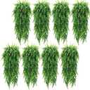 Lyrow 2 Pcs Artificial Hanging Plants 32 in Fake Plant Fake Boston Ferns Plastic Faux for Wall House Room Garden Wedding Garland Indoor Outdoor Decoration, No Basket