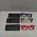 REAVEE Oprah Style Reading Glasses for Women, Blue Light Blocking Cute Oversized Square Computer Readers Spring Hinge (Black/Brown Leopard/Red) 00.50