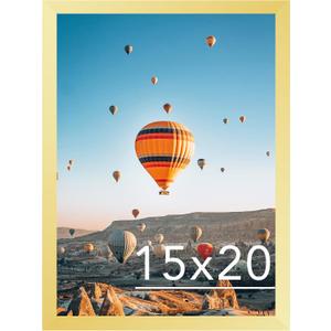 JCJMY 15x20 Picture Frame Gold for Poster Photo Picture, Horizontal and Vertical Formats for Wall Hanging, 15 x 20 inch Wall Gallery Poster Frame for 15 by 20 Photos Posters, Gold