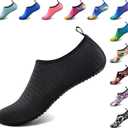 Homitem Water Shoes for Women Men Aqua Socks Swim Beach Pool River Slip-On Barefoot Quick-Dry Vacation Cruise Essentials Accessories for Yoga Kayak Sports (10-11 Women/9-10 Men, Black01)