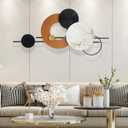 BECHAEO 3D Large Metal Wall Art Decor for Living Room 40"x19" Round Wall Accents Modern Luxury Wall Sculptures Hanging Wall Deco for Dinning Room Bedroom Entryway Office Outdoor
