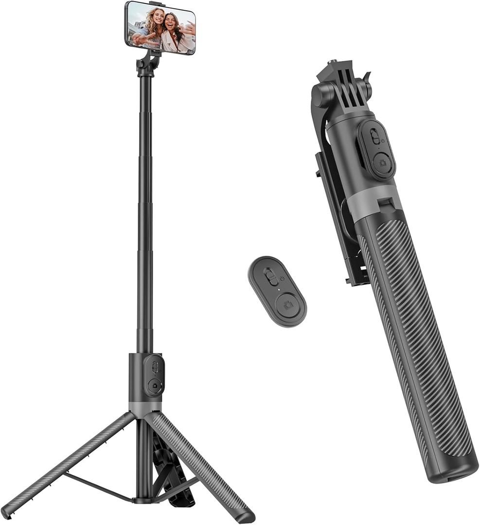 71 Phone Tripod & Selfie Stick, Portable All in One Extendable Cell Phone Tripod Stand, with Wireless Remote Control for iPhone/Samsung/Android/Camera