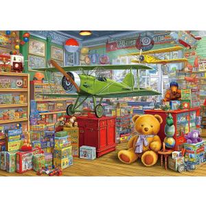 Vintage Toy Store Puzzle for Adults 1000 Piece Classic Bear and Airplane Scene Jigsaw Puzzle with Letters on Back Unique Fun Puzzle Games Gifts for Family Game Night & Home Decor(27.6" x 19.7")