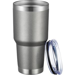 MEWAY 30oz Tumbler Double Wall Vacuum Insulated Travel Mug, Stainless Steel Tumbler with Lid, Durable Powder Coated Insulated Coffee Cup for Cold & Hot Drinks (Cold Grey,1 PACK)